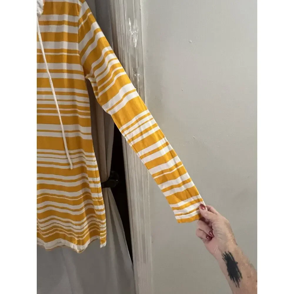 Tommy Bahama Orange White Striped Hooded Tie Neck Beach Coverup Sz S - Picture 2 of 5
